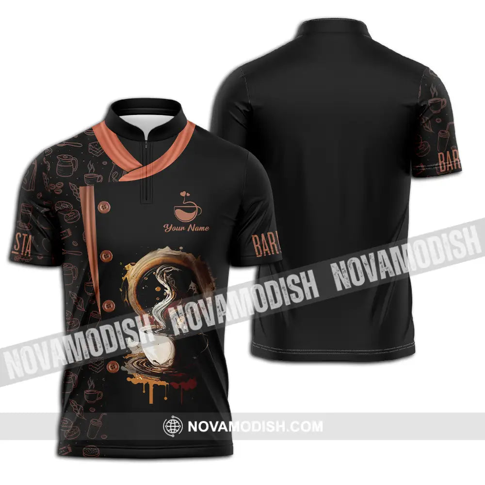 Unisex Shirt - Custom Text Shirt Barista Shirt Zipper Polo Shirt / S T-shirt