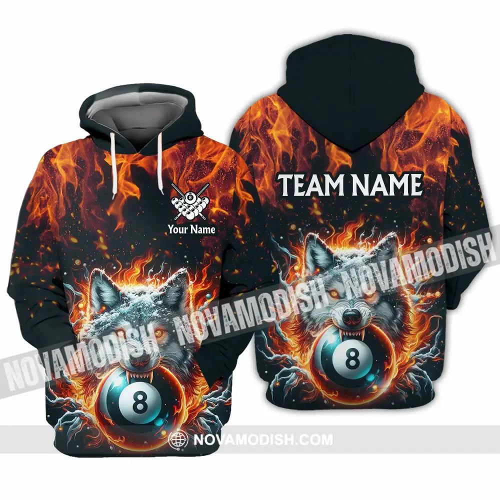 Unisex Shirt - Custom Text Shirt Billiard Wolf Shirt Hoodie / S T-shirt