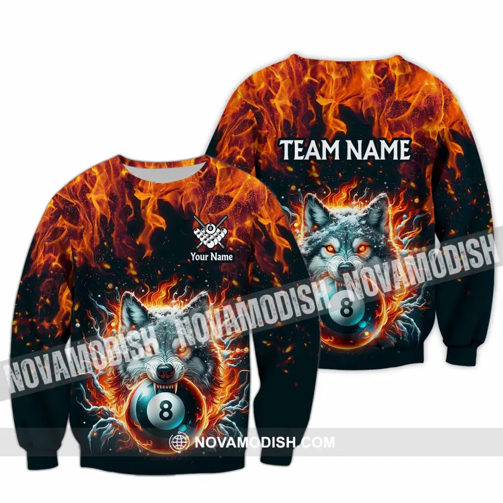 Unisex Shirt - Custom Text Shirt Billiard Wolf Shirt Long Sleeve / S T-shirt