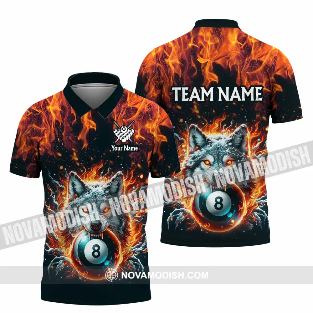 Unisex Shirt - Custom Text Shirt Billiard Wolf Shirt Polo Shirt / S T-shirt