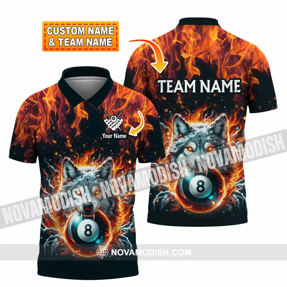 Unisex Shirt - Custom Text Shirt Billiard Wolf Shirt T-shirt
