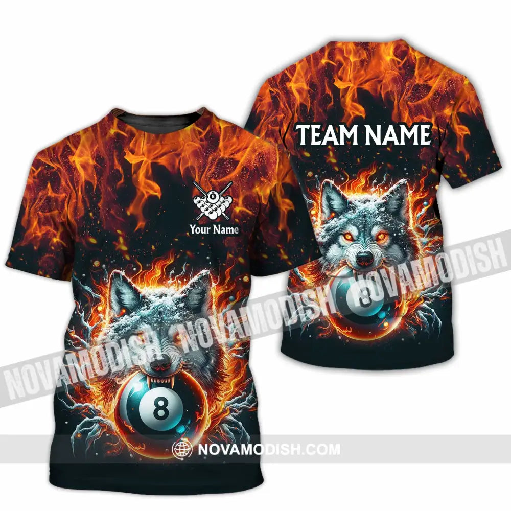 Unisex Shirt - Custom Text Shirt Billiard Wolf Shirt T-Shirt / S T-shirt