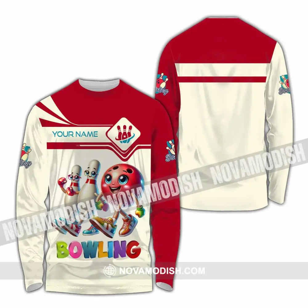Unisex Shirt - Custom Text Shirt Bowling Cute Shirt Long Sleeve Shirt / S T-shirt