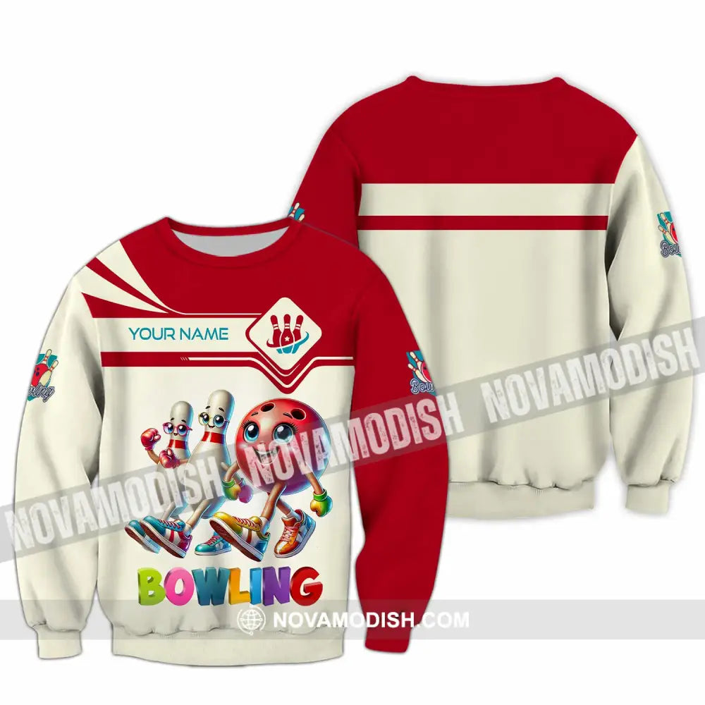 Unisex Shirt - Custom Text Shirt Bowling Cute Shirt Long Sleeve / S T-shirt
