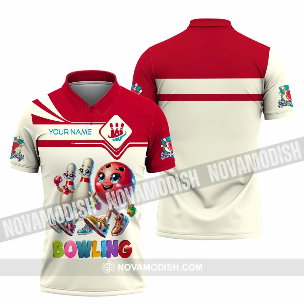 Unisex Shirt - Custom Text Shirt Bowling Cute Shirt Polo Shirt / S T-shirt
