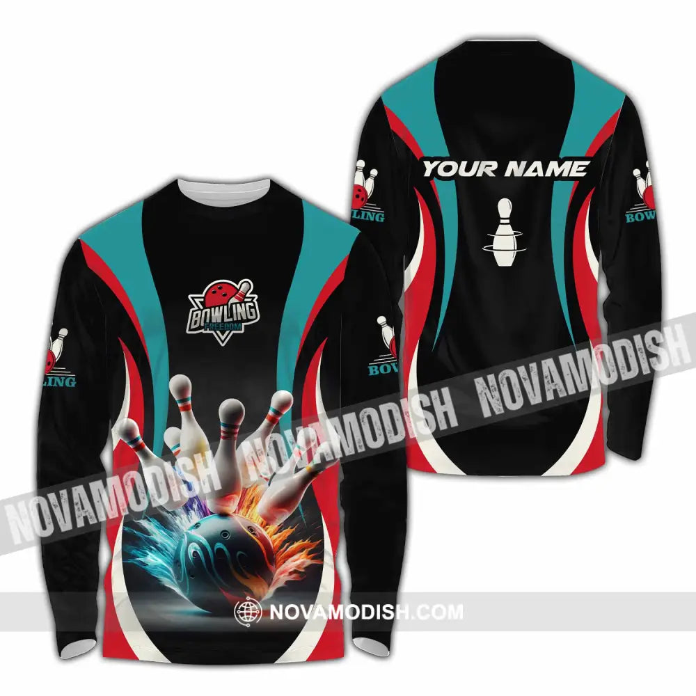 Unisex Shirt - Custom Text Shirt Bowling Freedom Shirt Long Sleeve Shirt / S T-shirt