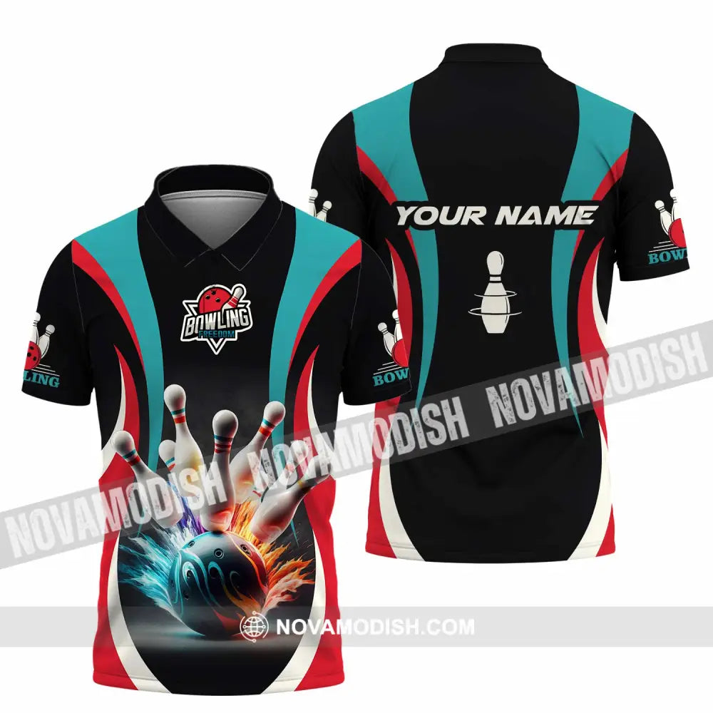 Unisex Shirt - Custom Text Shirt Bowling Freedom Shirt Polo Shirt / S T-shirt