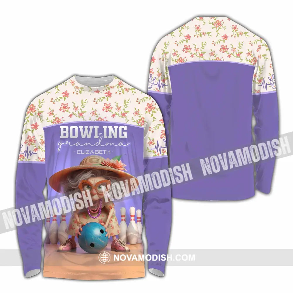 Unisex Shirt - Custom Text Shirt Bowling Grandma Shirt Long Sleeve Shirt / S T-shirt