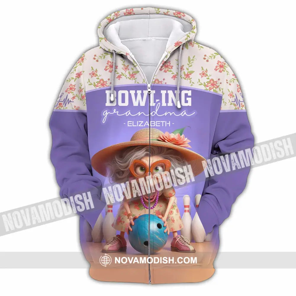 Unisex Shirt - Custom Text Shirt Bowling Grandma Shirt Zipper Hoodie / S T-shirt
