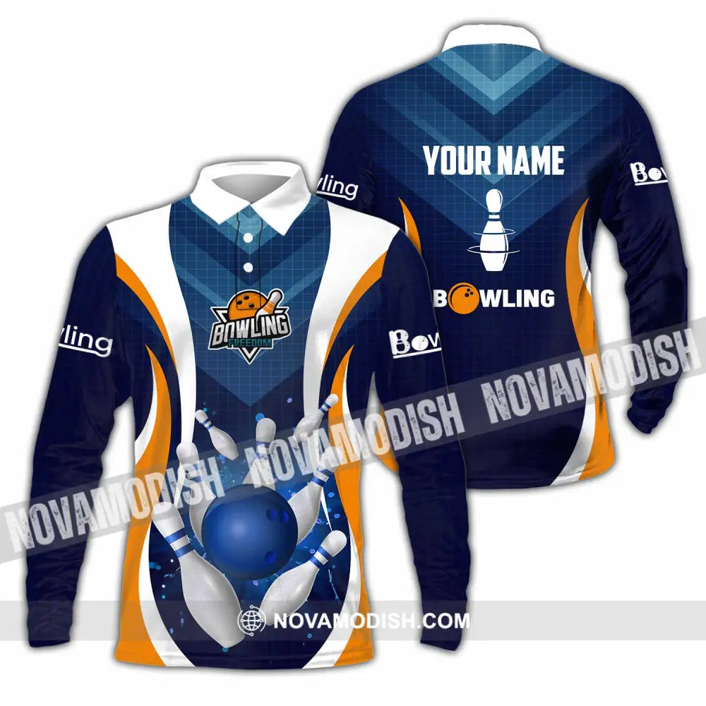 Unisex Shirt - Custom Text Shirt Bowling Shirt Long Sleeve Polo / S T-shirt