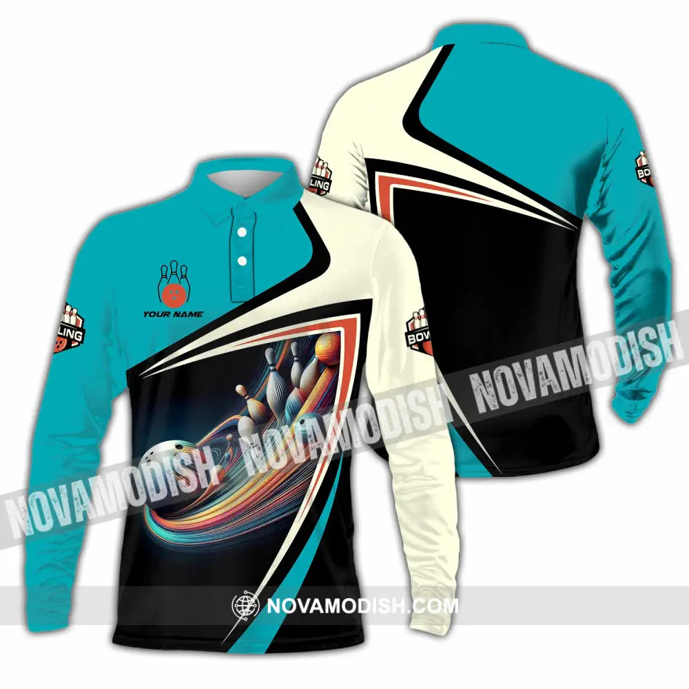 Unisex Shirt - Custom Text Shirt Bowling Shirt Long Sleeve Polo / S T-shirt