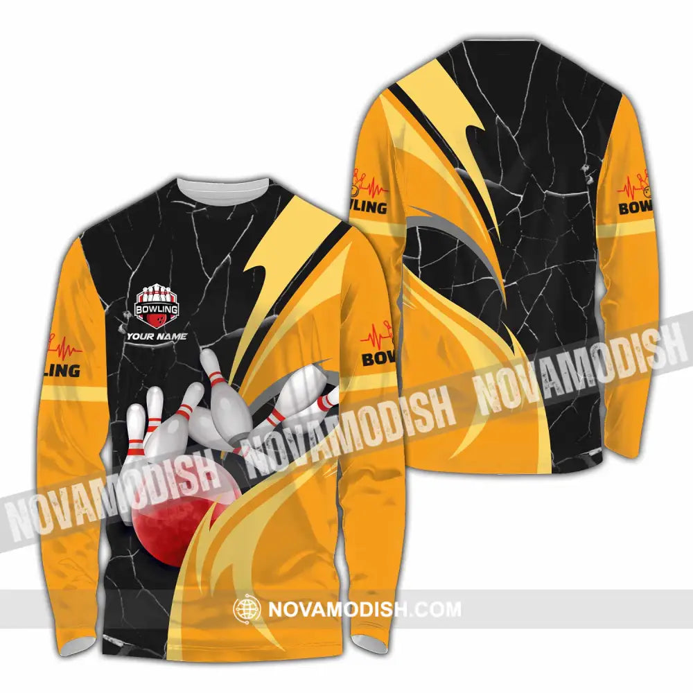 Unisex Shirt - Custom Text Shirt Bowling Shirt Long Sleeve Shirt / S T-shirt