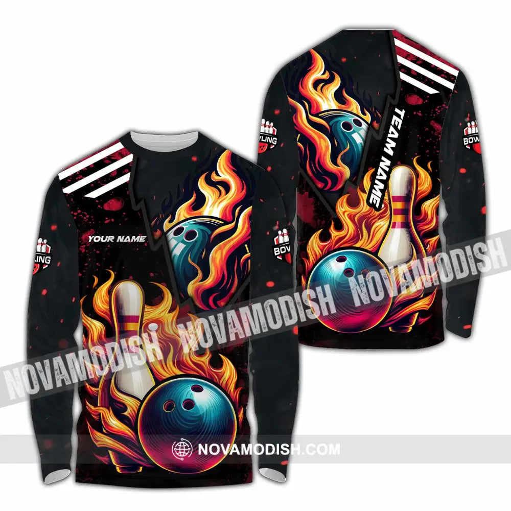 Unisex Shirt - Custom Text Shirt Bowling Shirt Long Sleeve Shirt / S T-shirt