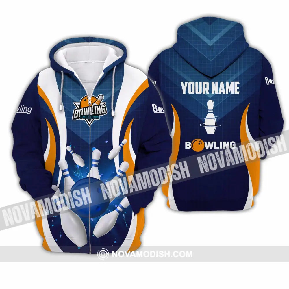 Unisex Shirt - Custom Text Shirt Bowling Shirt Zipper Hoodie / S T-shirt