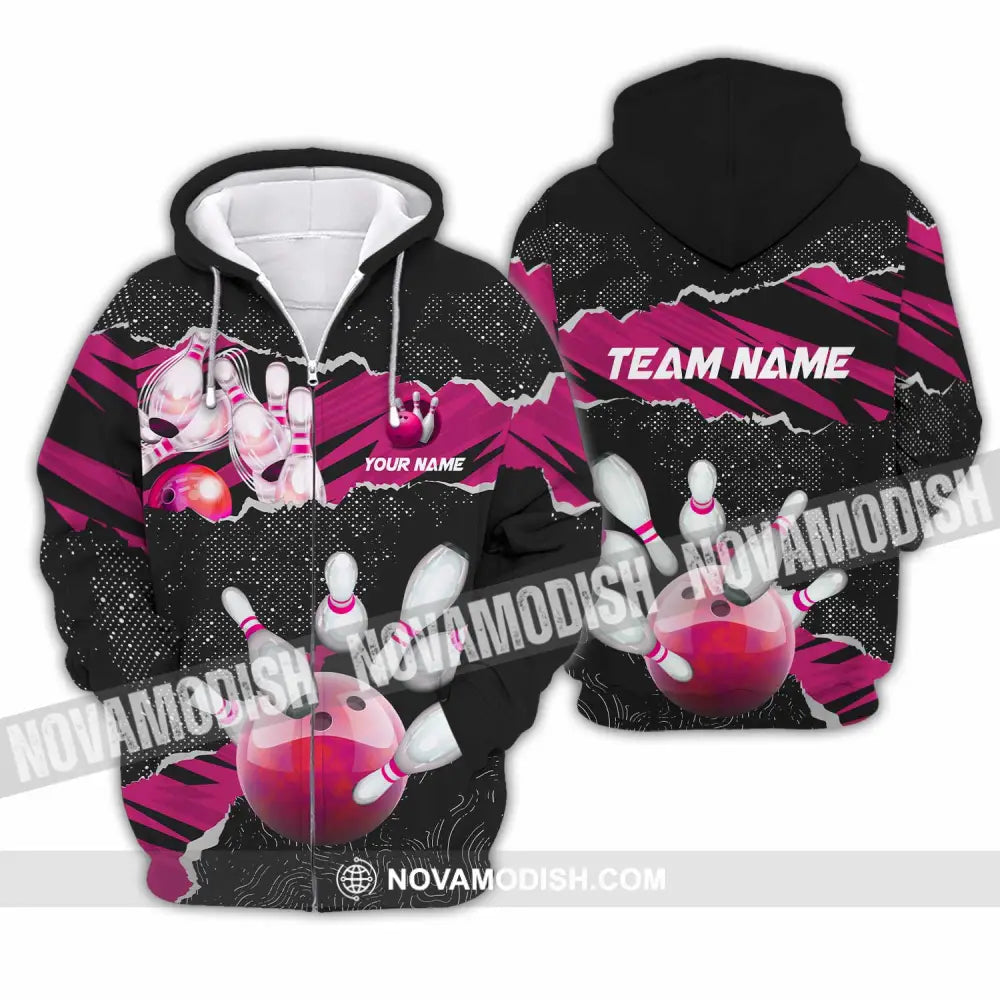 Unisex Shirt - Custom Text Shirt Bowling Shirt Zipper Hoodie / S T-shirt