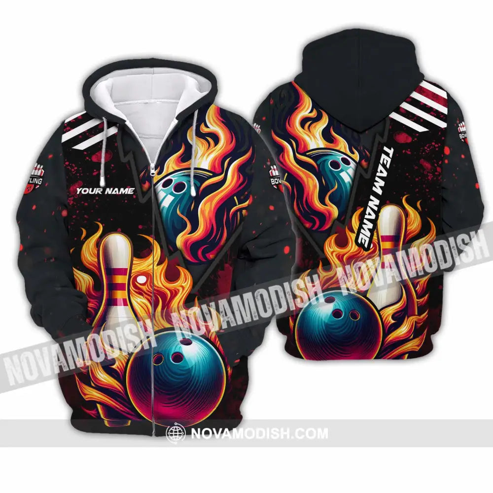 Unisex Shirt - Custom Text Shirt Bowling Shirt Zipper Hoodie / S T-shirt