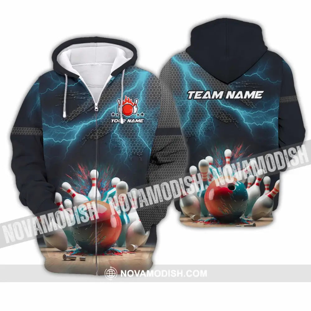 Unisex Shirt - Custom Text Shirt Bowling Shirt Zipper Hoodie / S T-shirt