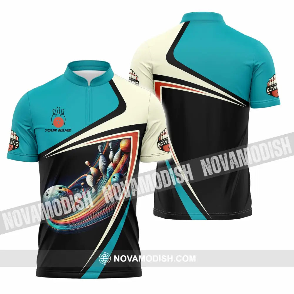 Unisex Shirt - Custom Text Shirt Bowling Shirt Zipper Polo Shirt / S T-shirt