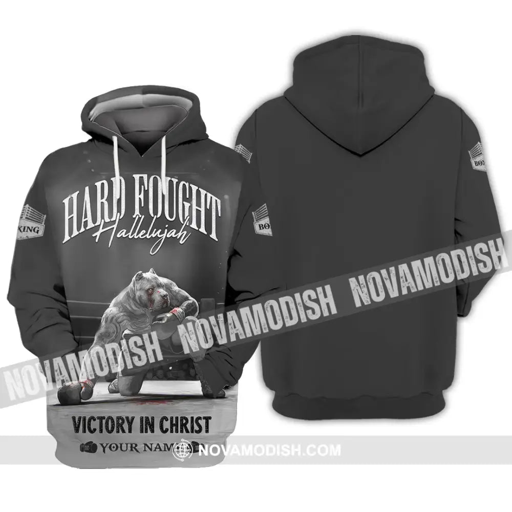 Unisex Shirt - Custom Text Boxing Hard Fought Hallelujah Hoodie / S T-Shirt