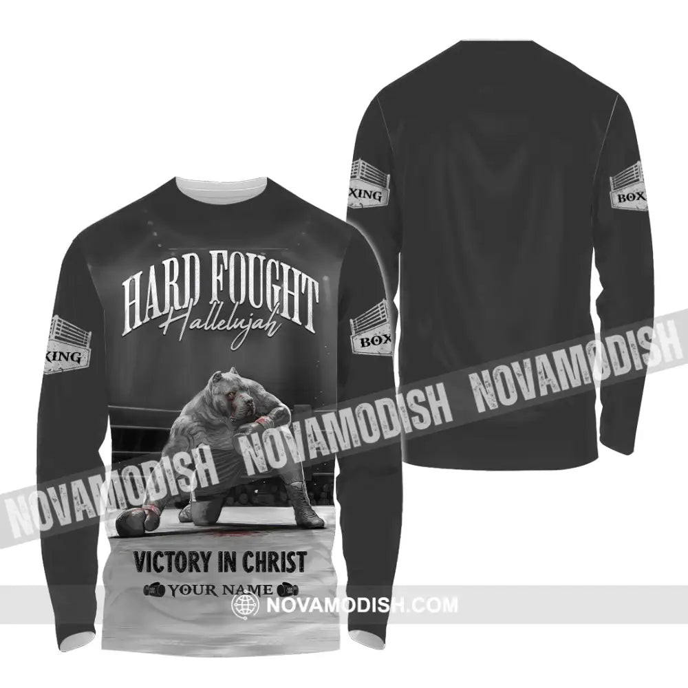 Unisex Shirt - Custom Text Boxing Hard Fought Hallelujah Long Sleeve / S T-Shirt