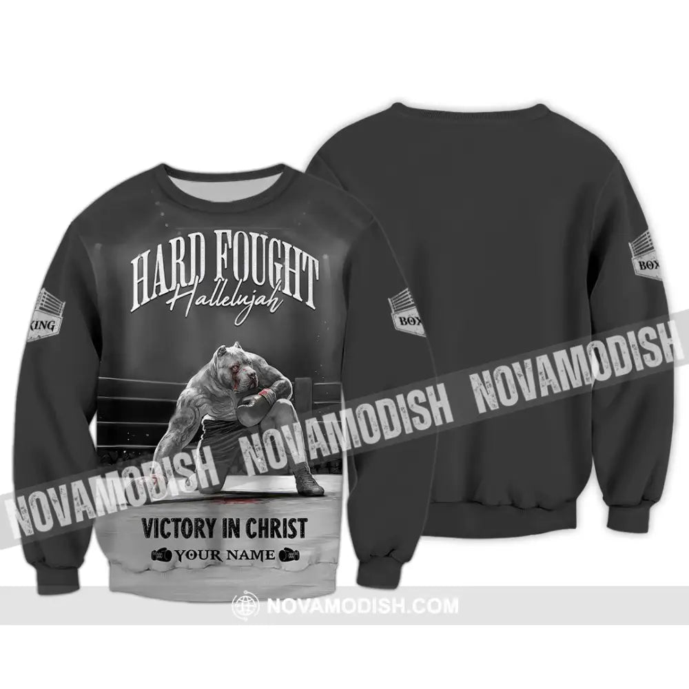 Unisex Shirt - Custom Text Boxing Hard Fought Hallelujah Long Sleeve / S T-Shirt