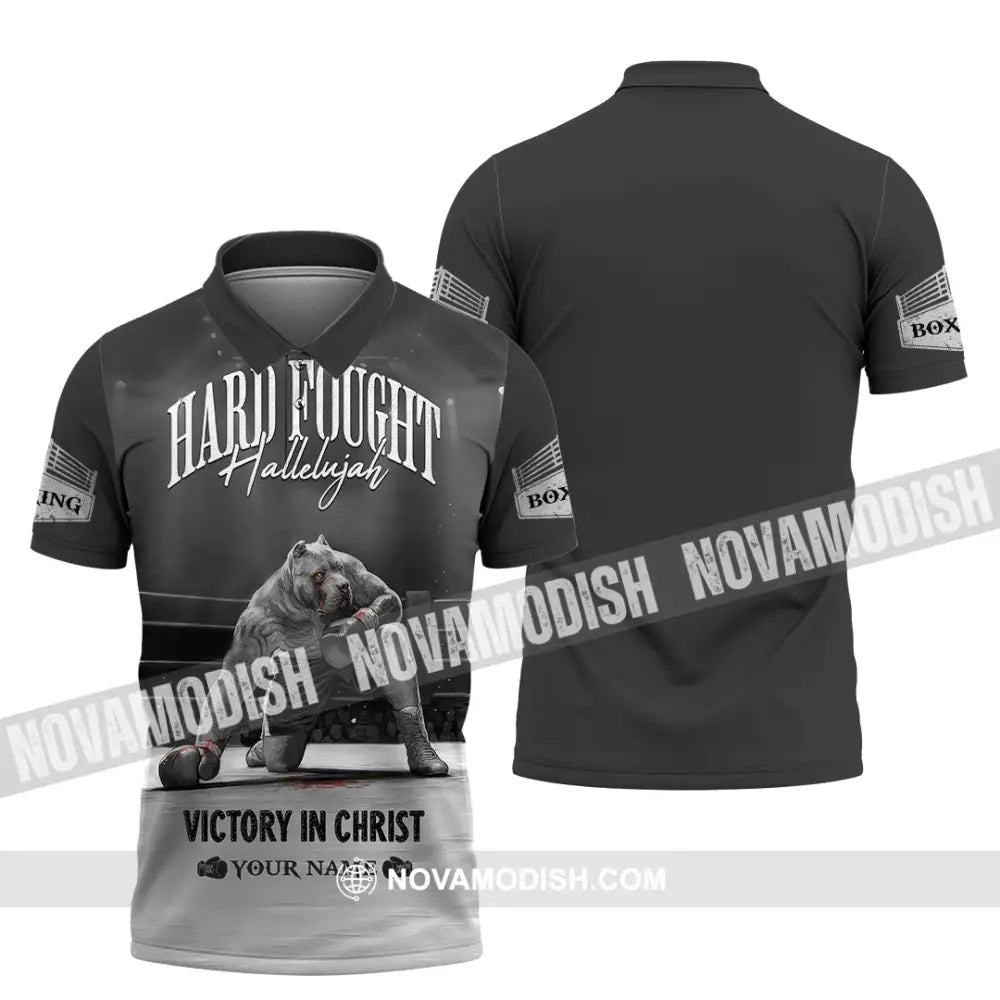 Unisex Shirt - Custom Text Boxing Hard Fought Hallelujah Polo / S T-Shirt