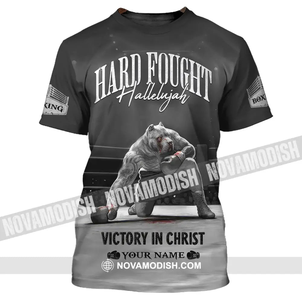 Unisex Shirt - Custom Text Boxing Hard Fought Hallelujah T-Shirt / S T-Shirt