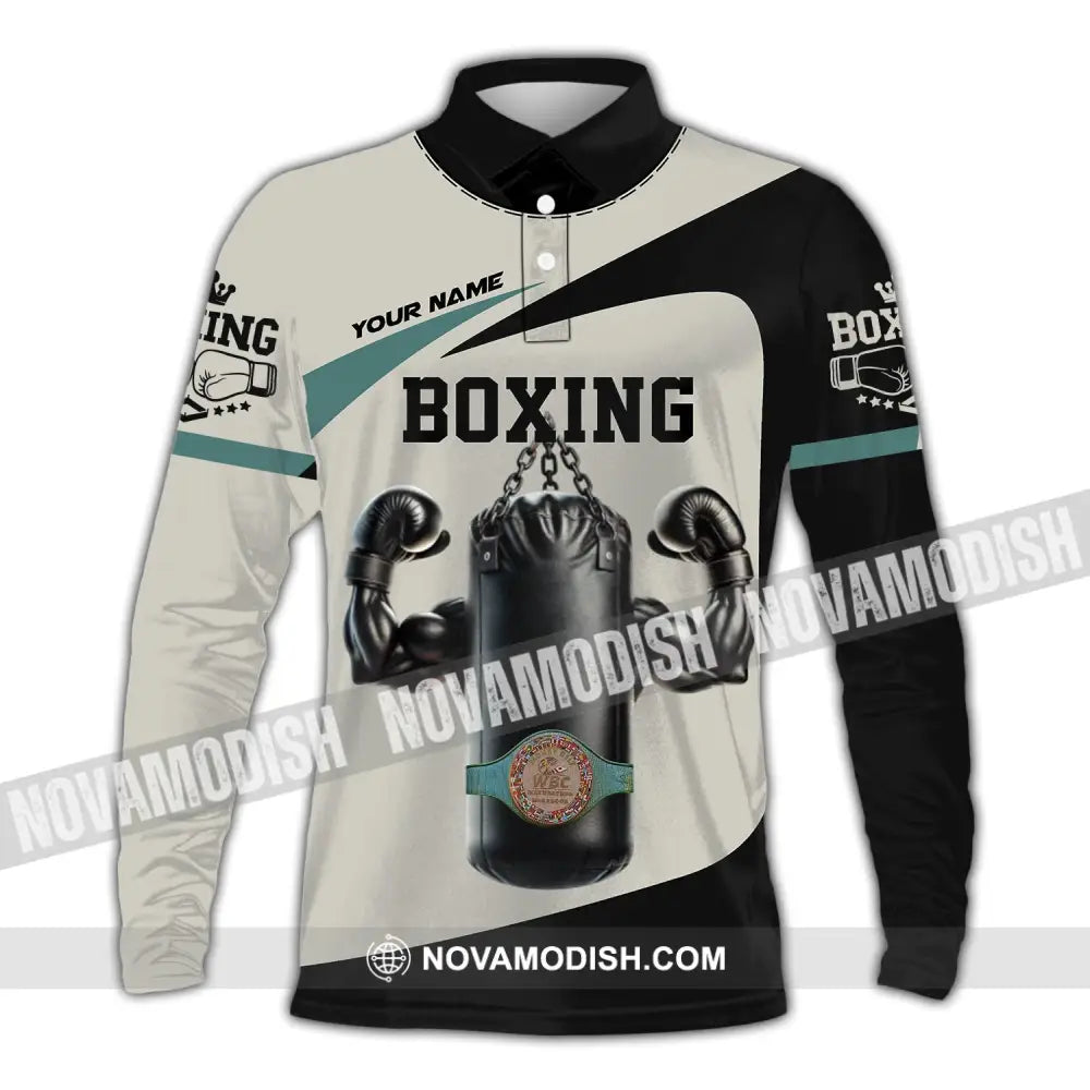 Unisex Shirt - Custom Text Boxing Long Sleeve Polo / S T-Shirt