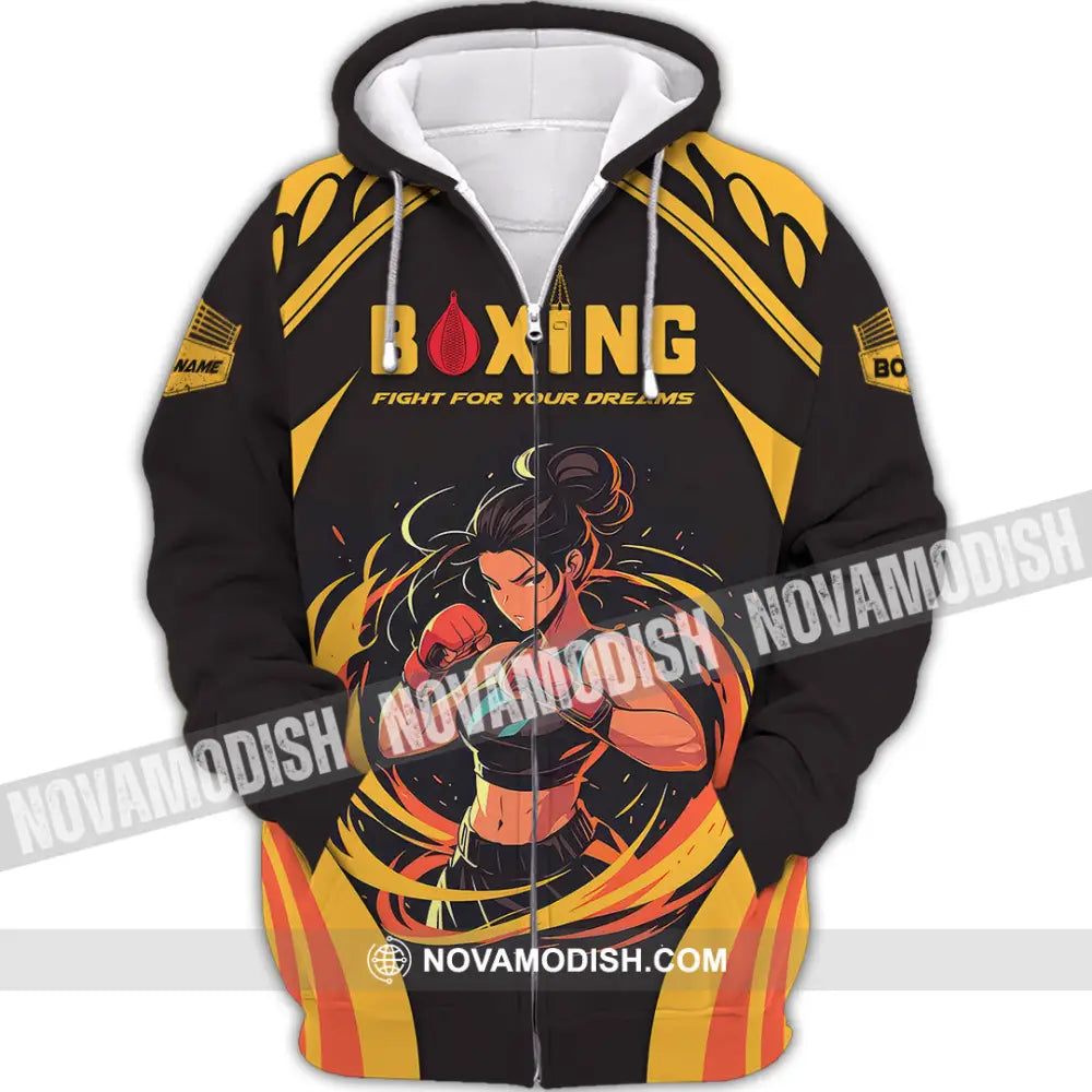 Unisex Shirt - Custom Text Boxing Zipper Hoodie / S T-Shirt