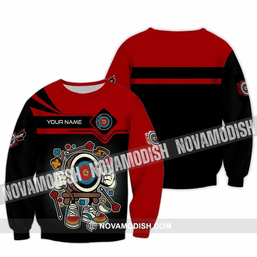 Unisex Shirt - Custom Text Cartoon Archery Long Sleeve / S T-Shirt
