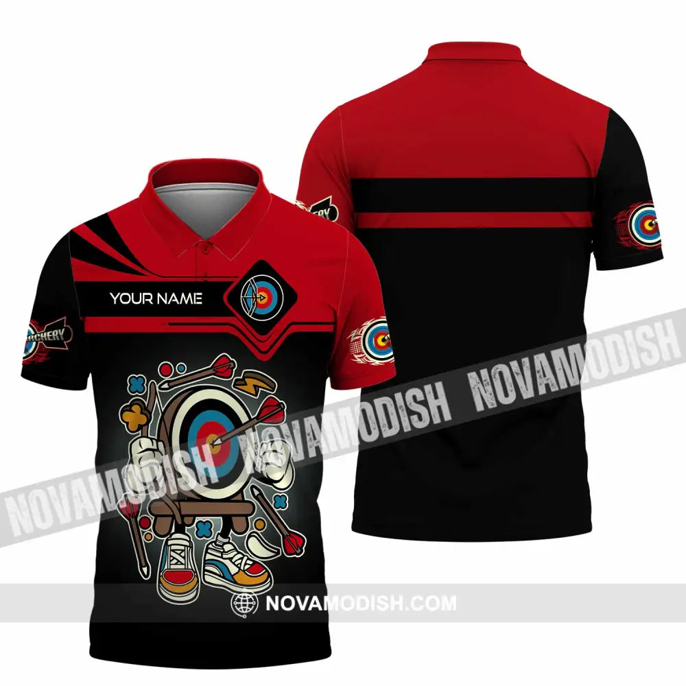 Unisex Shirt - Custom Text Cartoon Archery Polo / S T-Shirt