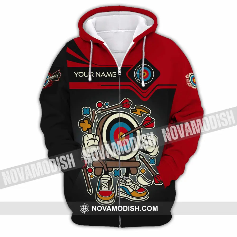 Unisex Shirt - Custom Text Cartoon Archery Zipper Hoodie / S T-Shirt
