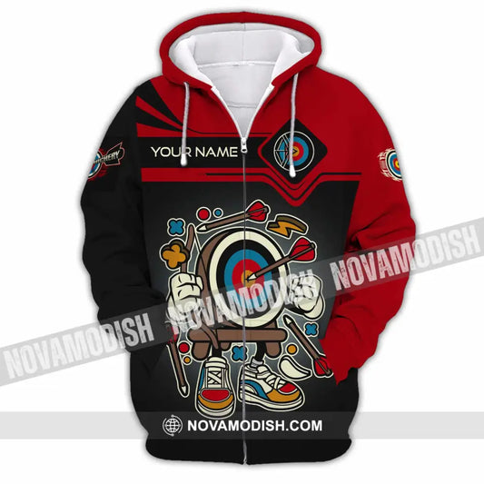 Unisex Shirt - Custom Text Cartoon Archery Zipper Hoodie / S T-Shirt