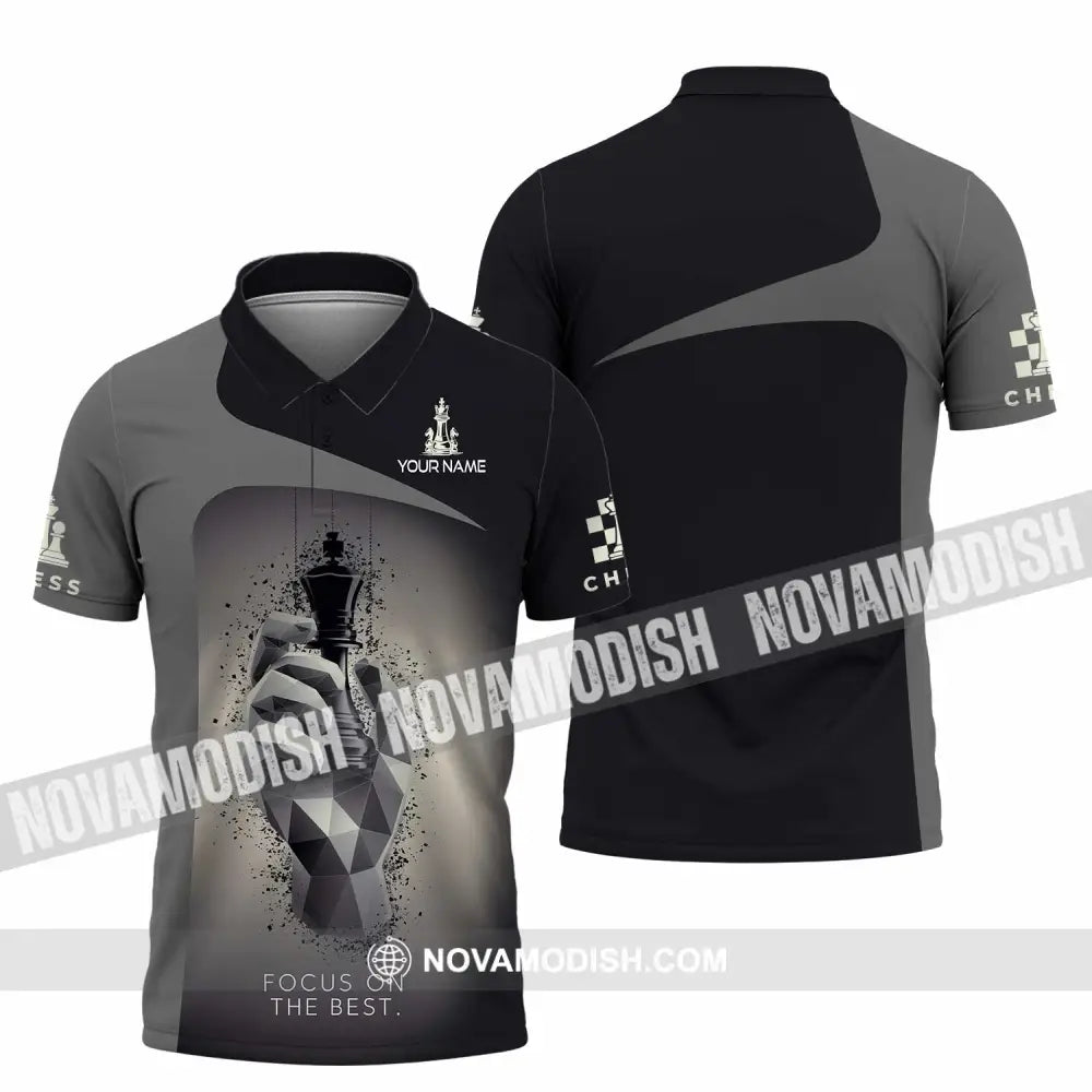 Unisex Shirt - Custom Text Chess Player Focus On The Best Polo / S T-Shirt