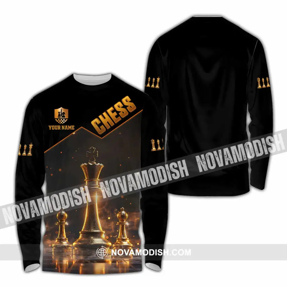 Unisex Shirt - Custom Text Chess Player Long Sleeve / S T-Shirt