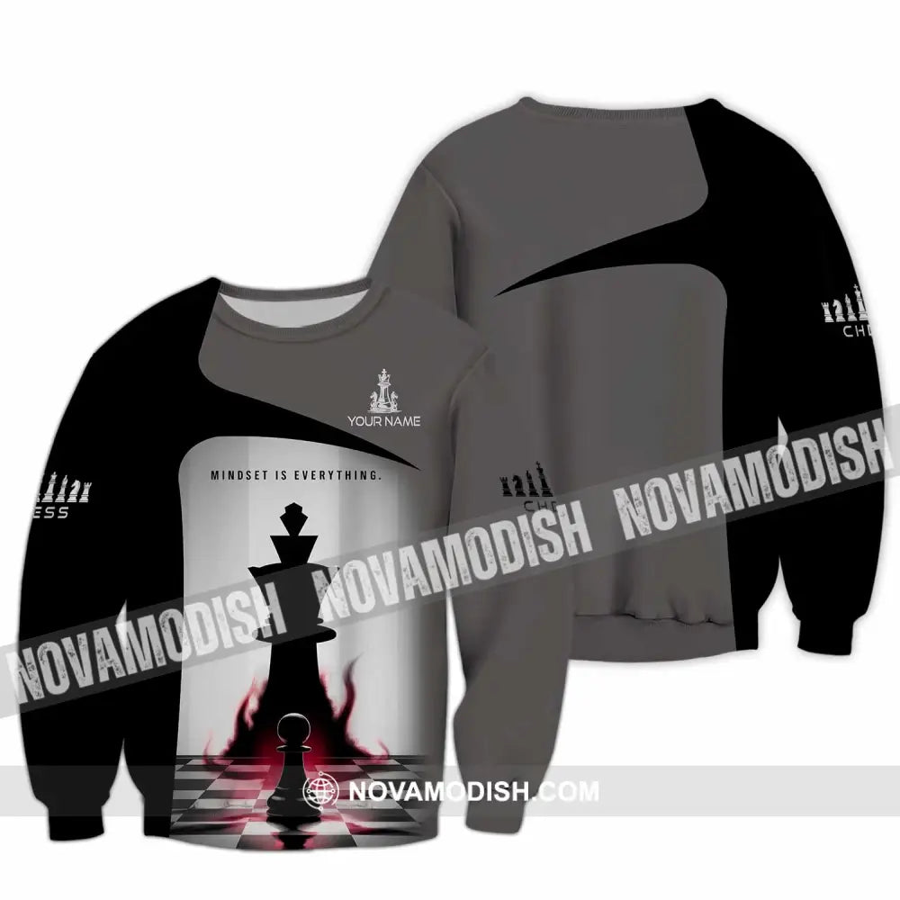 Unisex Shirt - Custom Text Chess Player Mindset Is Everything Long Sleeve / S T-Shirt