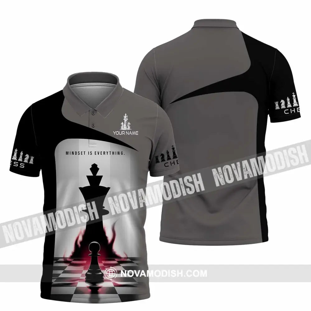 Unisex Shirt - Custom Text Chess Player Mindset Is Everything Polo / S T-Shirt