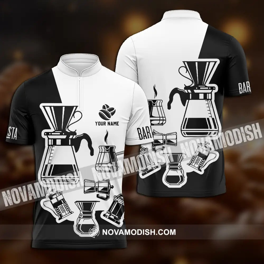 Unisex Shirt - Custom Text Shirt Coffee Shirt Zipper Polo Shirt / S T-shirt