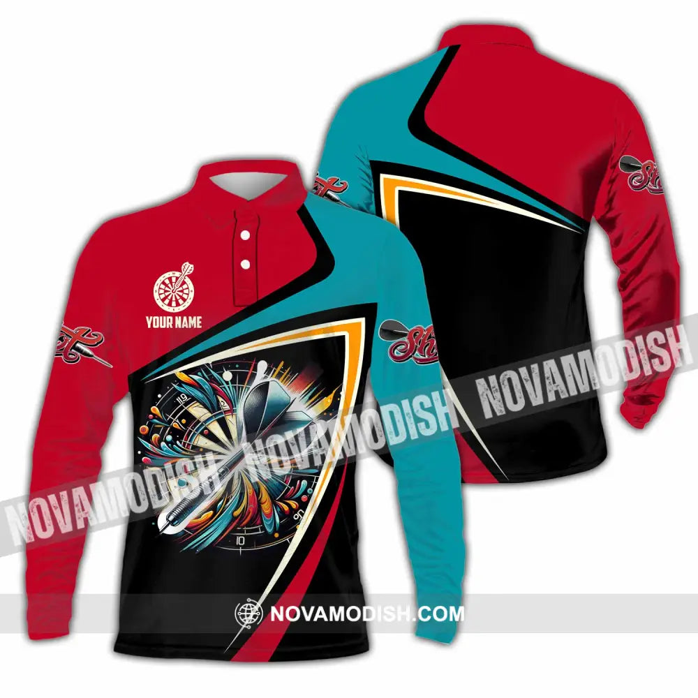 Unisex Shirt - Custom Text Shirt Dart Shirt Long Sleeve Polo / S T-shirt