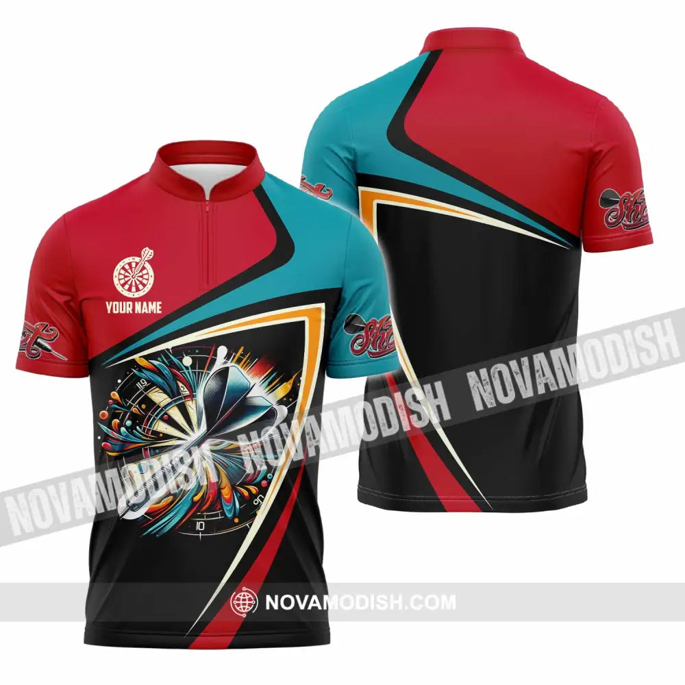 Unisex Shirt - Custom Text Shirt Dart Shirt Zipper Polo Shirt / S T-shirt