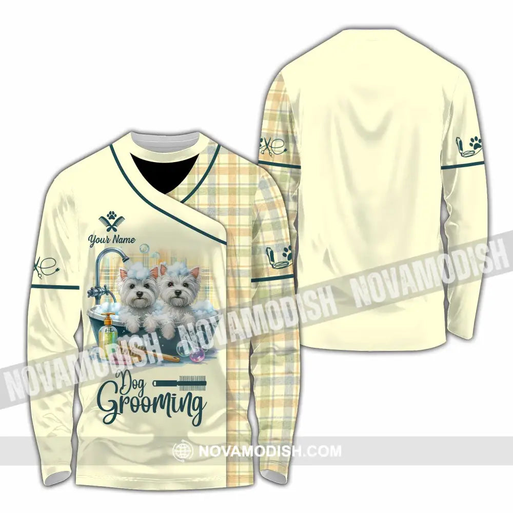 Unisex Shirt - Custom Text Shirt Dog Grooming Shirt Long Sleeve Shirt / S T-shirt