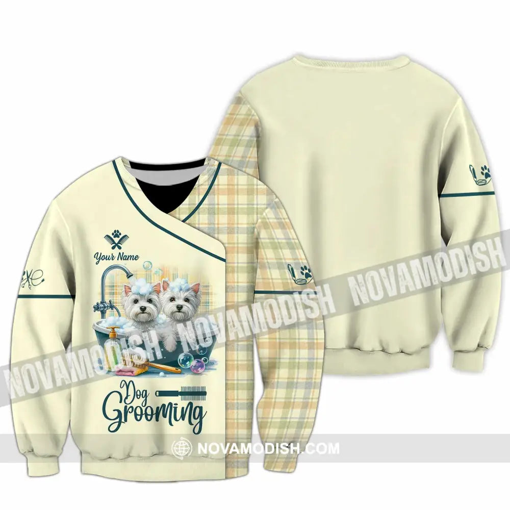 Unisex Shirt - Custom Text Shirt Dog Grooming Shirt Long Sleeve / S T-shirt