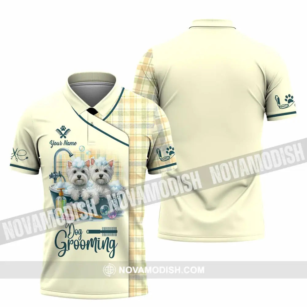 Unisex Shirt - Custom Text Shirt Dog Grooming Shirt Polo Shirt / S T-shirt