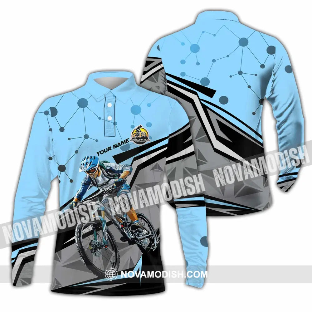 Unisex Shirt - Custom Text Shirt Downhill Shirt Long Sleeve Polo / S T-shirt