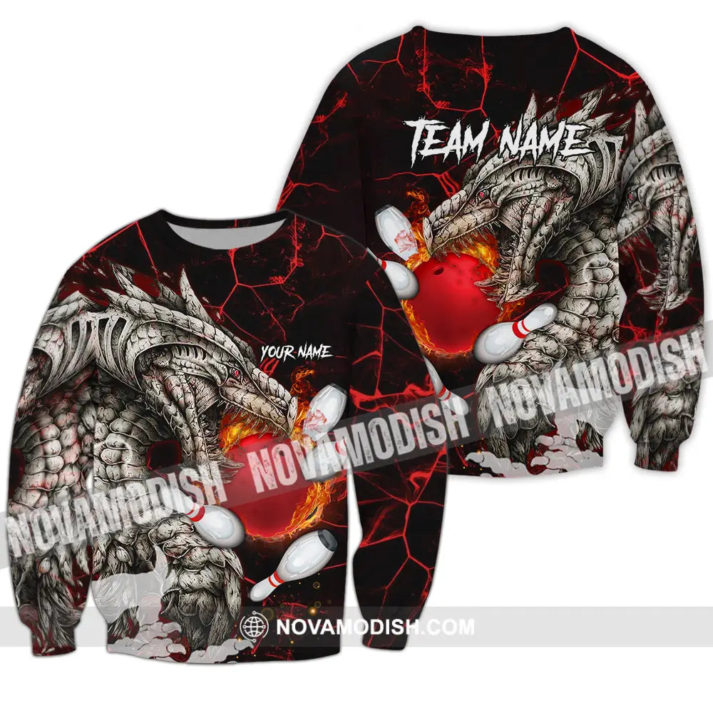 Unisex Shirt - Custom Text Shirt Dragon Bowling Shirt Long Sleeve / S T-shirt
