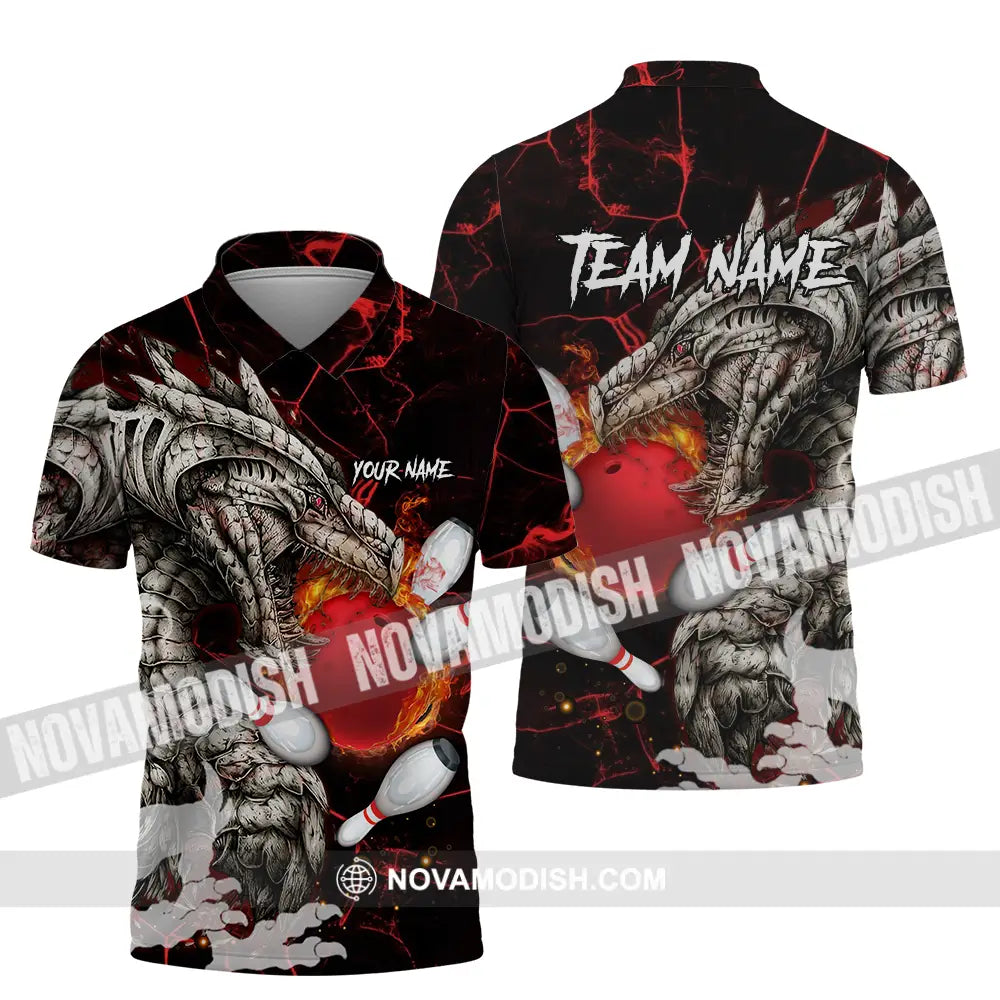 Unisex Shirt - Custom Text Shirt Dragon Bowling Shirt Polo Shirt / S T-shirt