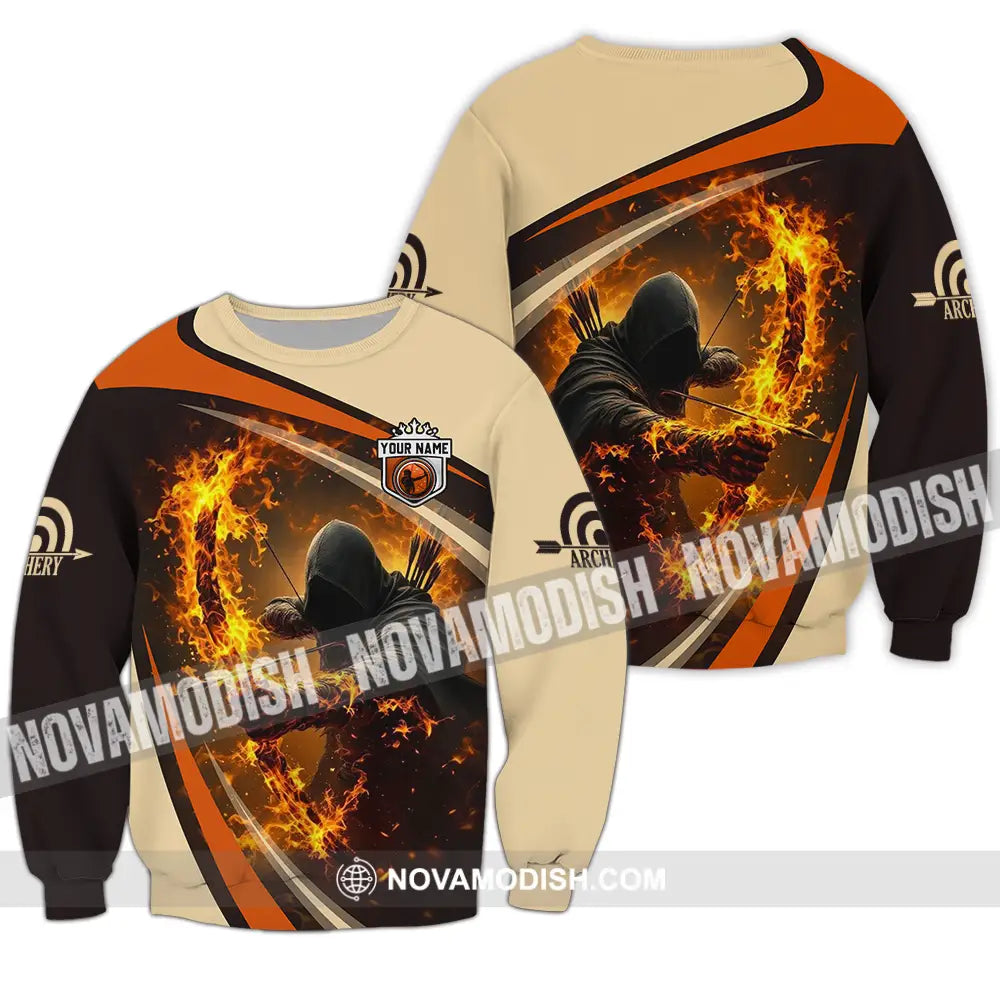 Unisex Shirt - Custom Text Shirt Fire Archery Long Sleeve / S T-shirt