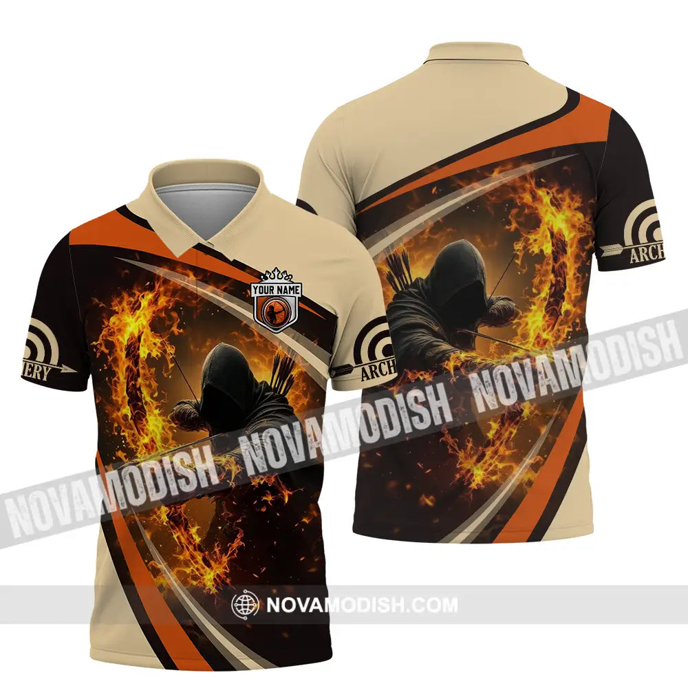 Unisex Shirt - Custom Text Shirt Fire Archery Polo Shirt / S T-shirt