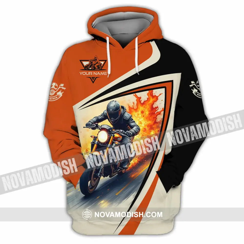 Unisex Shirt - Custom Text Shirt Fire Biker Rider Shirt Hoodie / S T-shirt