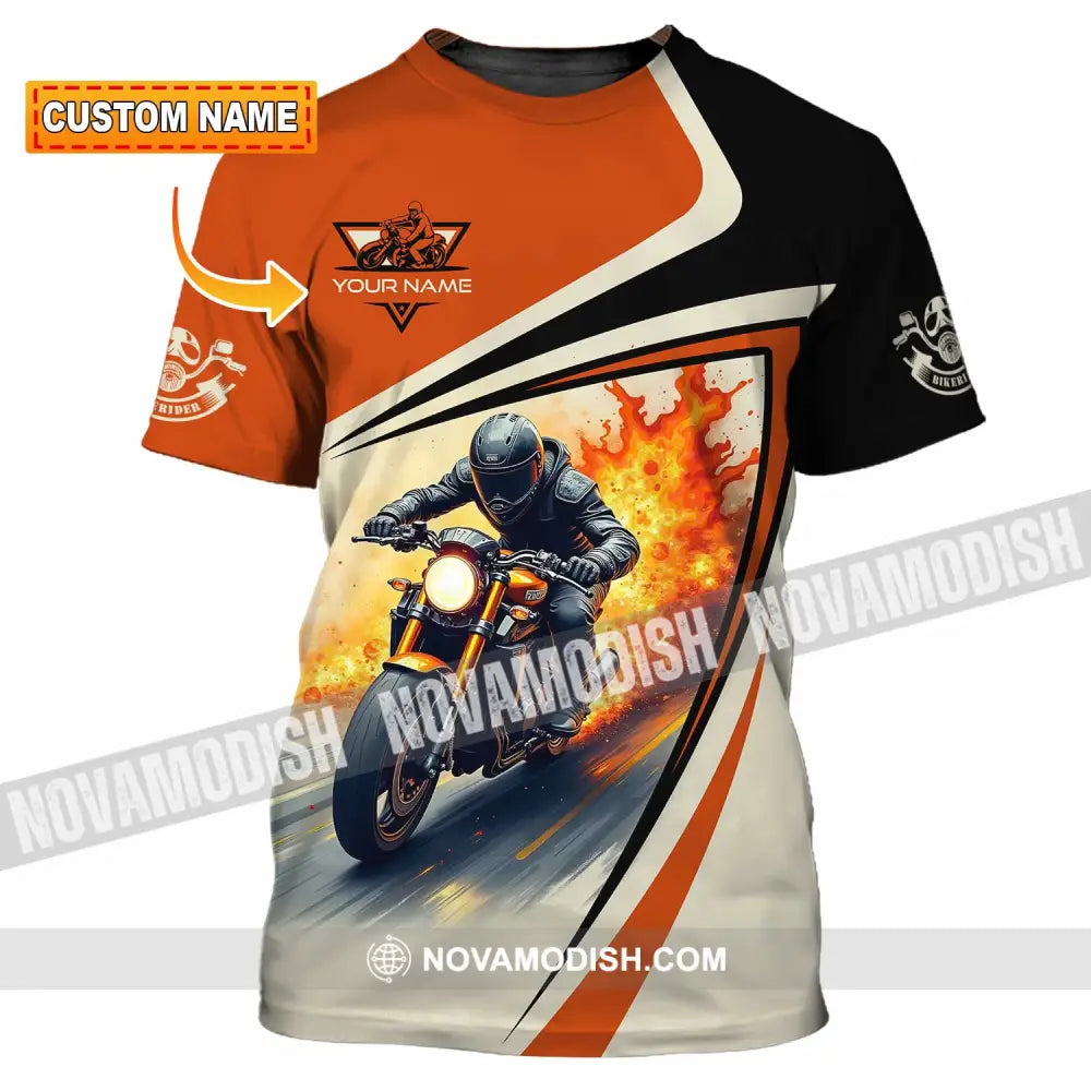 Unisex Shirt - Custom Text Shirt Fire Biker Rider Shirt T-shirt